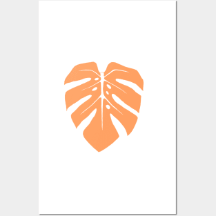 Peach Monstera Leaf Posters and Art